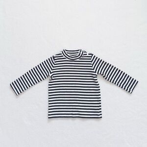 3/$30 Uniqlo Baby Girl Striped Black White Mock Neck Long Sleeve Knit Sweater